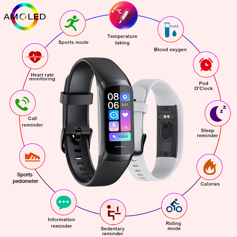 Smartwatch Slim Watches For Men - LIGE 1,1-дюймовый Amoled монитор сердечного ритма