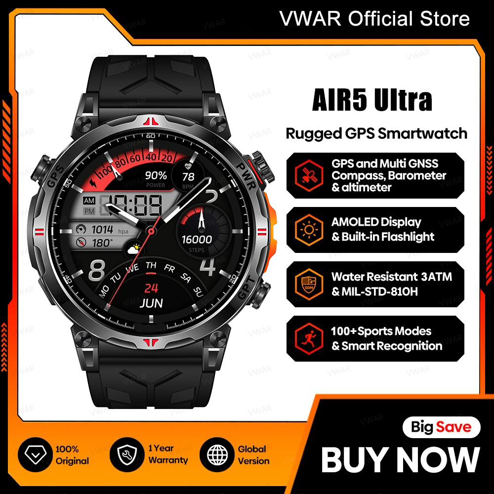 Watch Vs Smartwatch - Смарт-часы VWAR Air5 Ultra GPS, AMOLED-экран