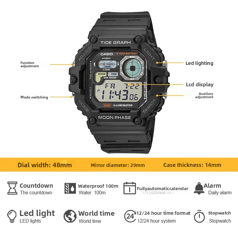 Цифровые часы Casio WS-1700H,  – обзор и цена Vintage Digital Watch